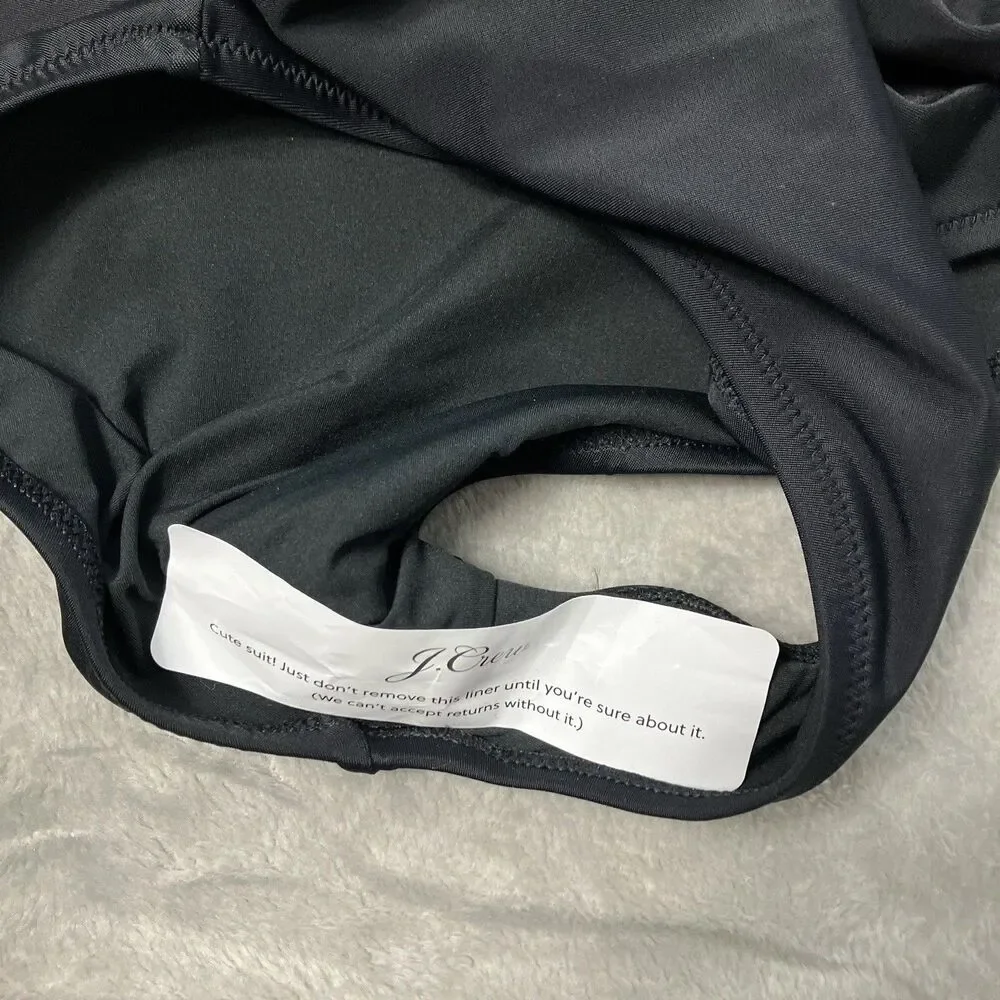 J Crew XS One-Shoulder Ruched One Piece Swimsuit Black High-cut‎ Full Coverage
